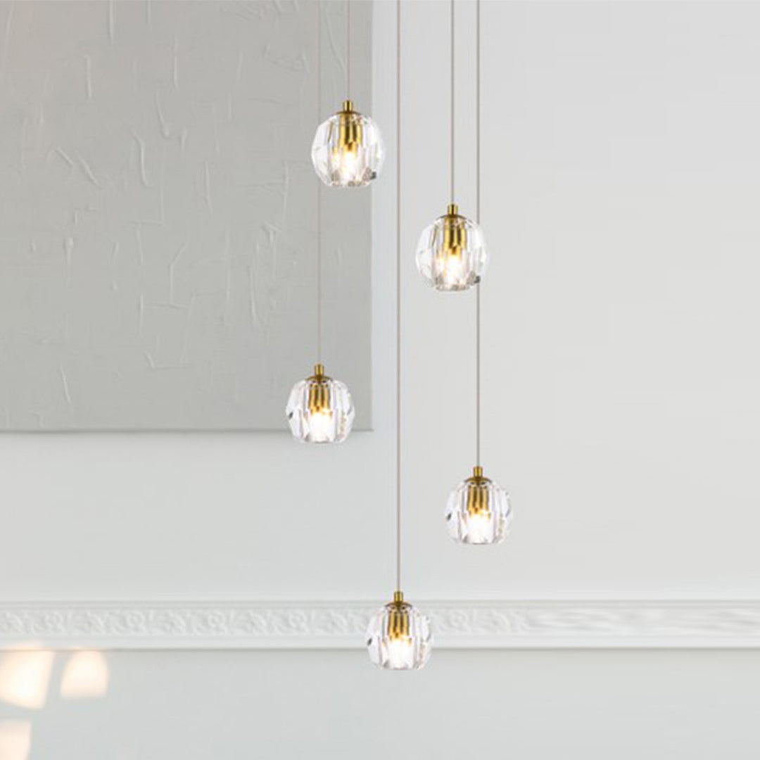 5 Lights Gold Pendant Gold Finish - LIGHTING by Joshua Marshal