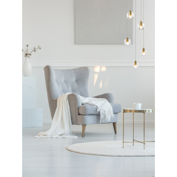 5 Lights Gold Pendant - View 2 - Joshua Marshal