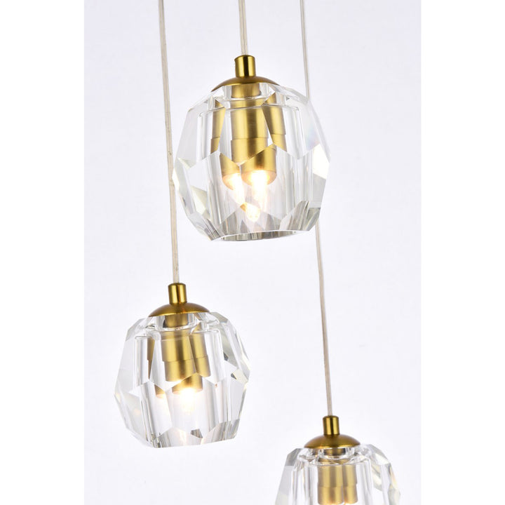 5 Lights Gold Pendant - View 5 - Joshua Marshal