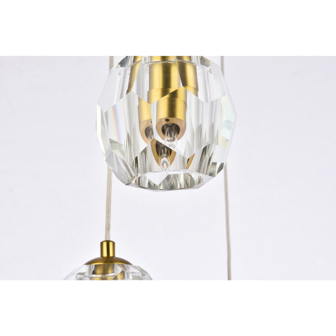 5 Lights Gold Pendant - View 6 - Joshua Marshal
