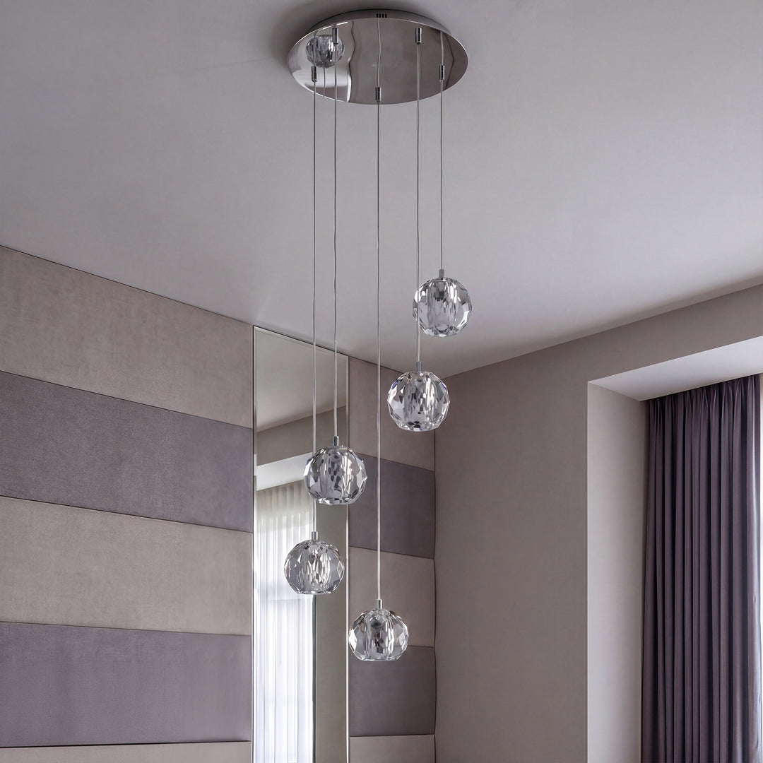 5 Lights Chrome Pendant Chrome Finish - LIGHTING by Joshua Marshal