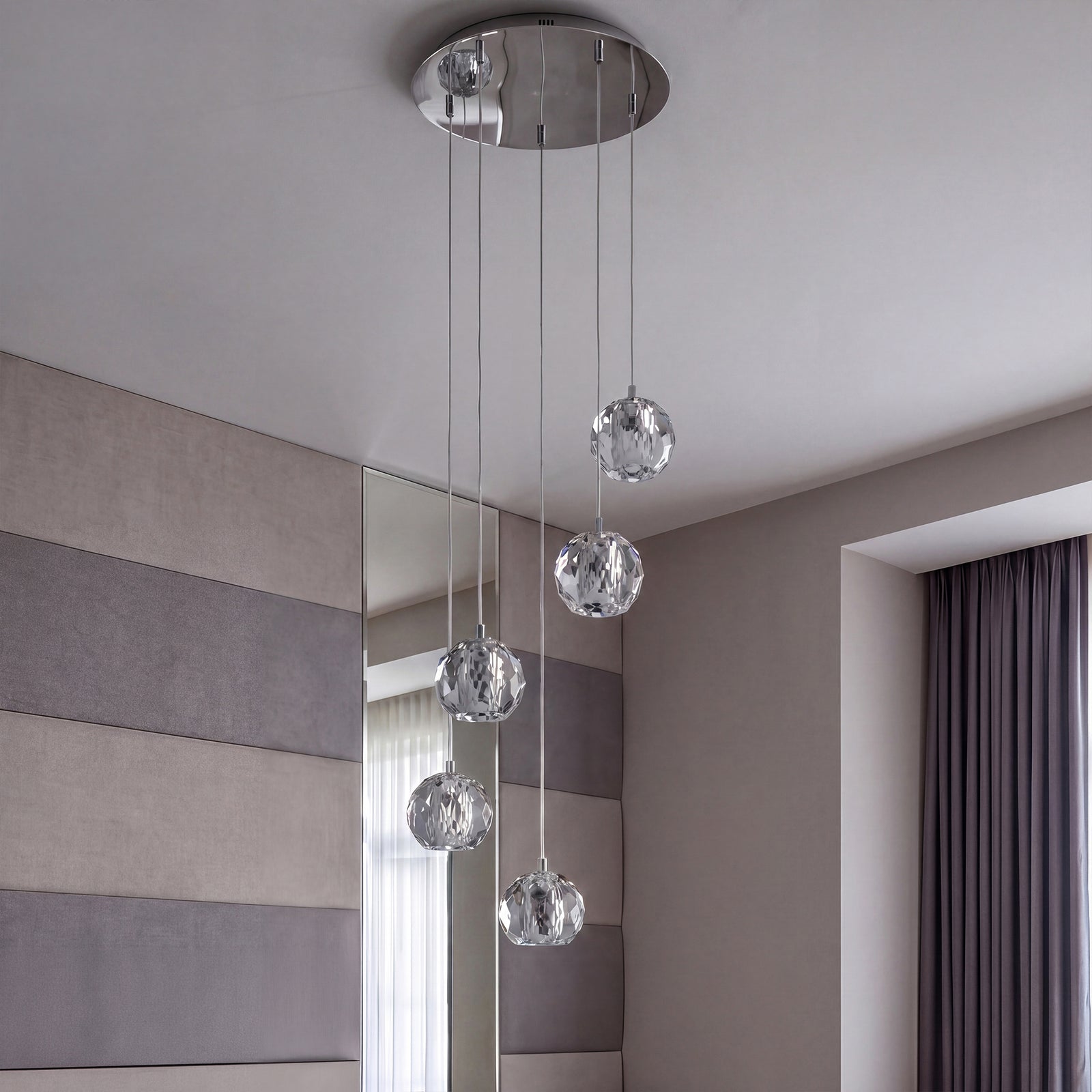5 Lights Chrome Pendant Chrome Finish - LIGHTING by Joshua Marshal