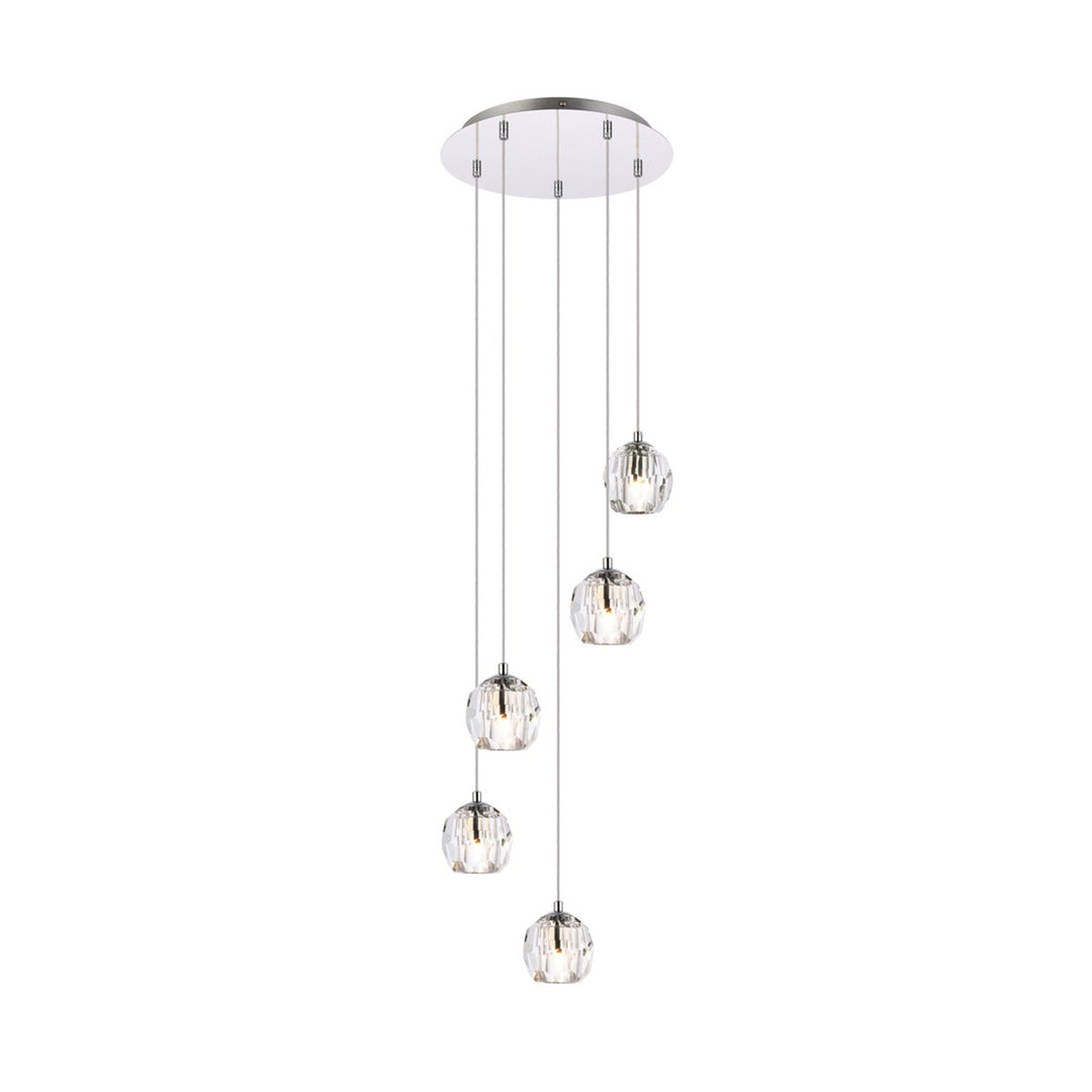 5 Lights Chrome Pendant - View 3 - Joshua Marshal