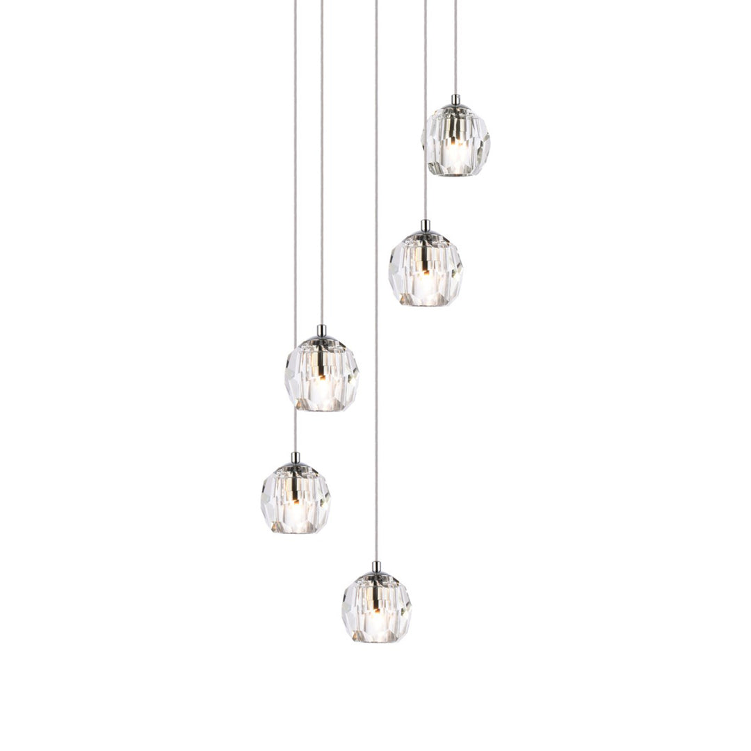 5 Lights Chrome Pendant - View 4 - Joshua Marshal