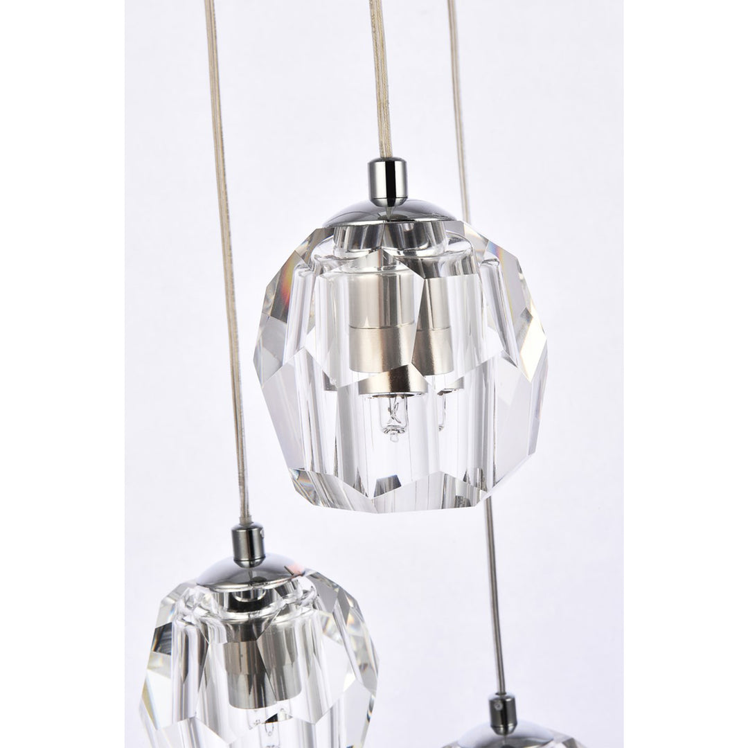 5 Lights Chrome Pendant - View 5 - Joshua Marshal