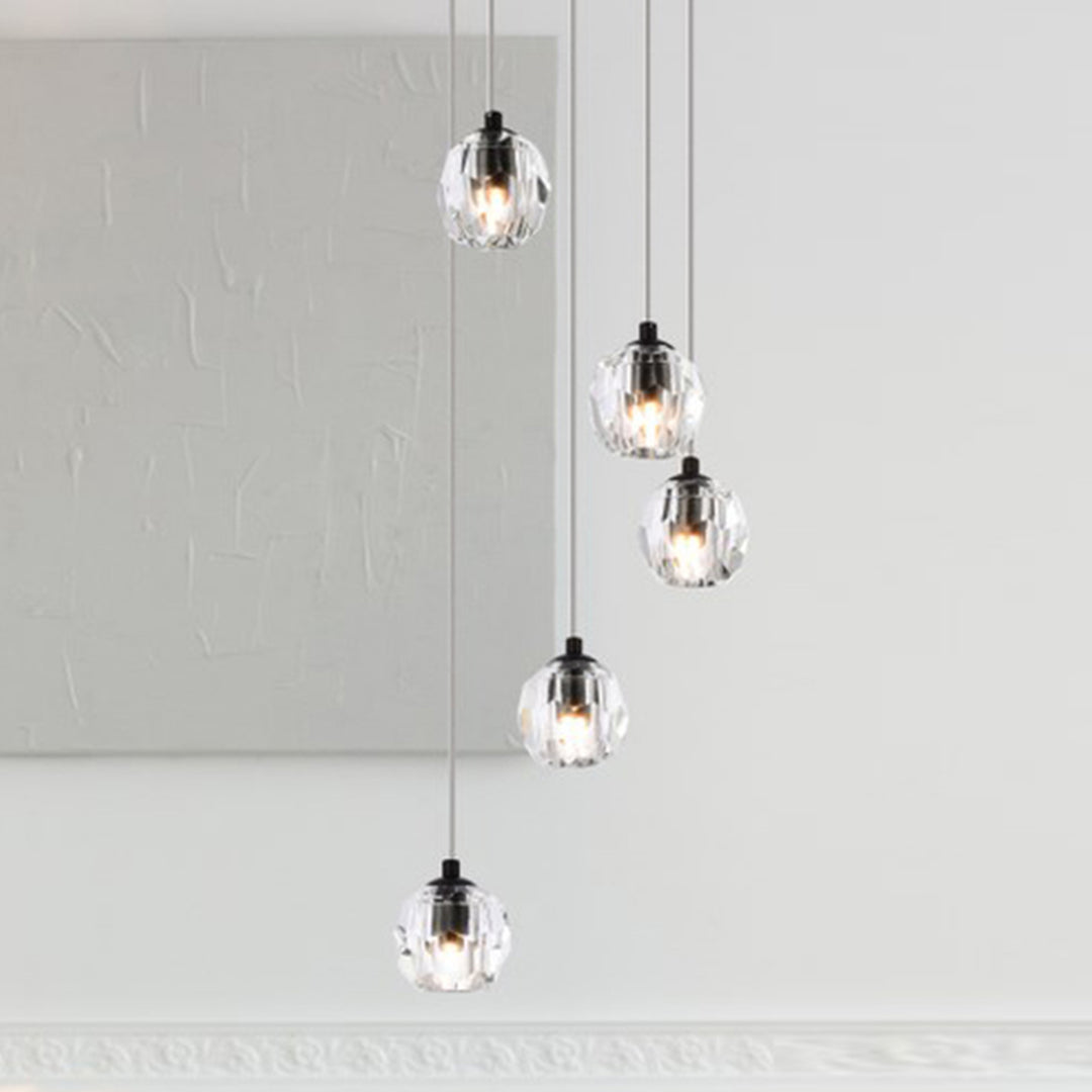 5 Lights Black Pendant Black Finish - LIGHTING by Joshua Marshal