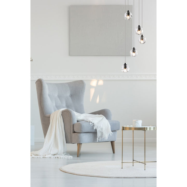 5 Lights Black Pendant - View 2 - Joshua Marshal