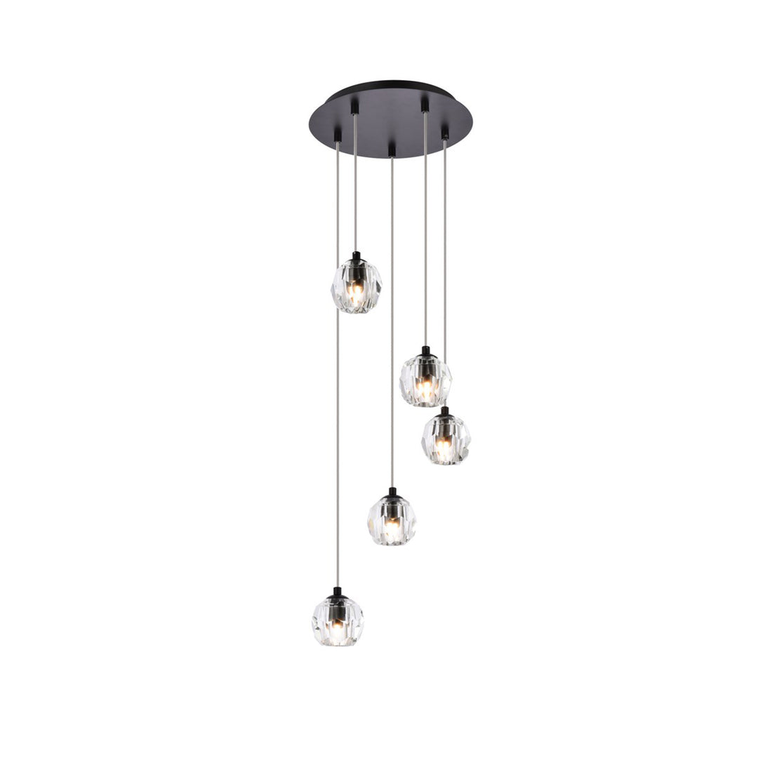 5 Lights Black Pendant - View 3 - Joshua Marshal