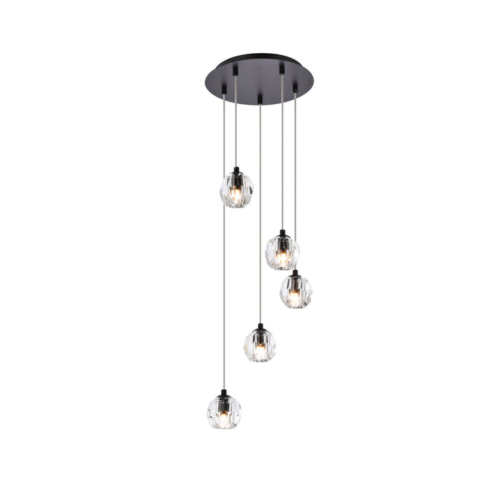 5 Lights Black Pendant - View 3 - Joshua Marshal