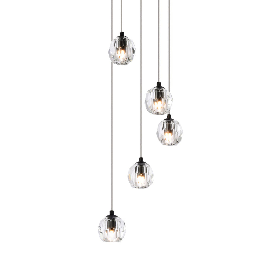 5 Lights Black Pendant - View 4 - Joshua Marshal