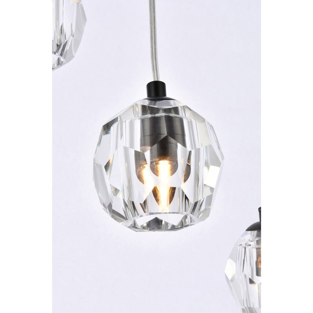 5 Lights Black Pendant - View 5 - Joshua Marshal