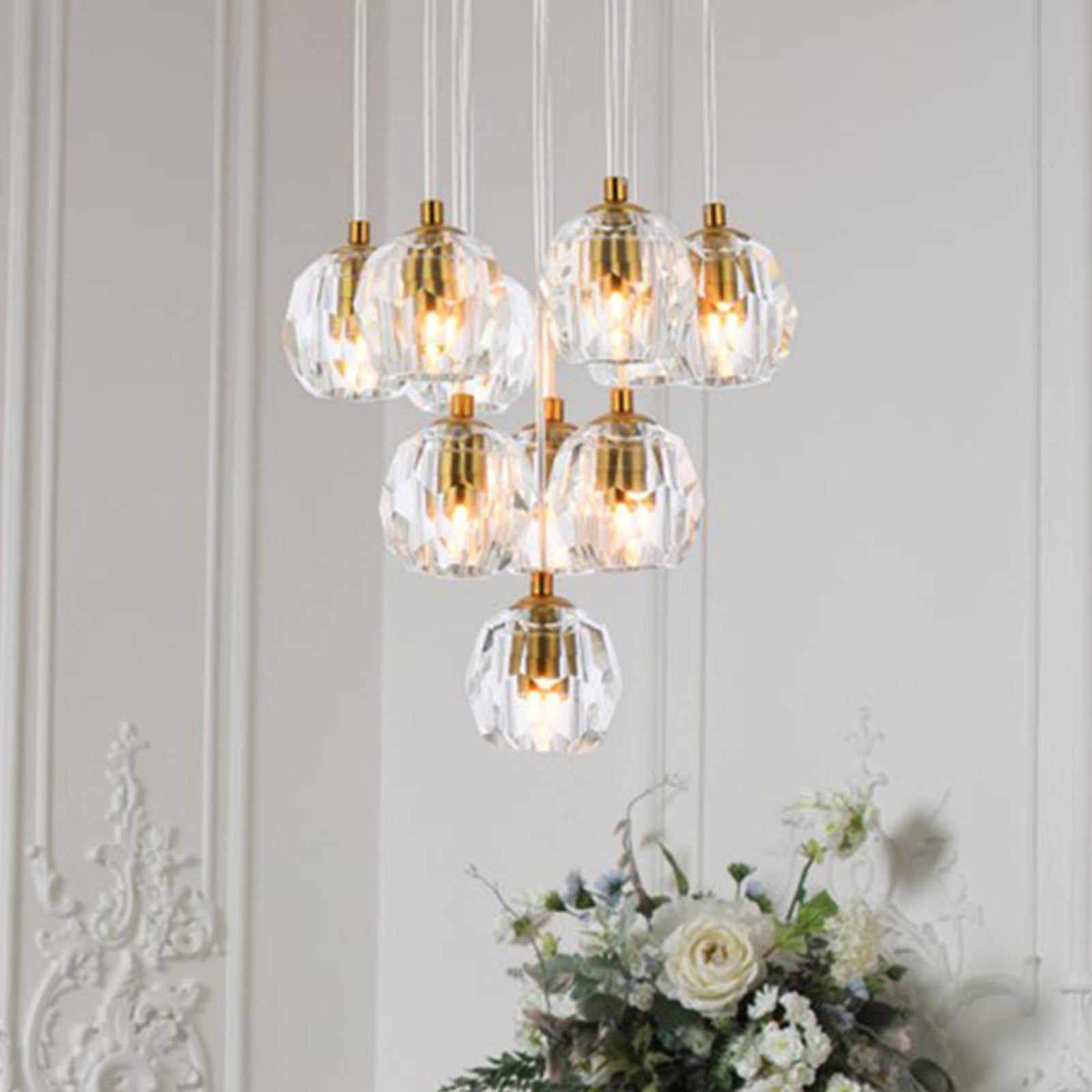 10 Lights Gold Pendant Gold Finish - LIGHTING by Joshua Marshal