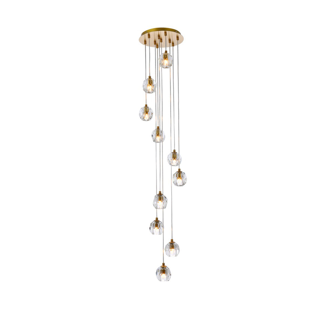 10 Lights Gold Pendant - View 3 - Joshua Marshal