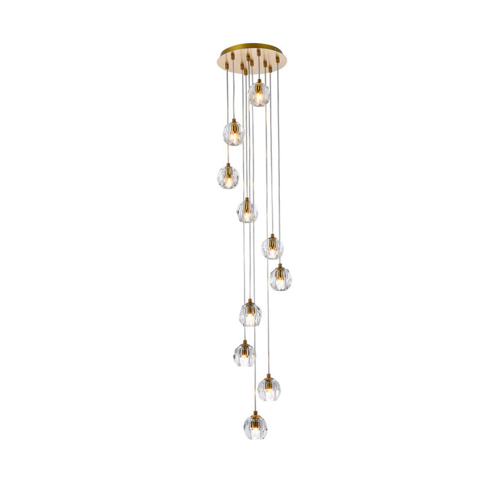 10 Lights Gold Pendant - View 3 - Joshua Marshal