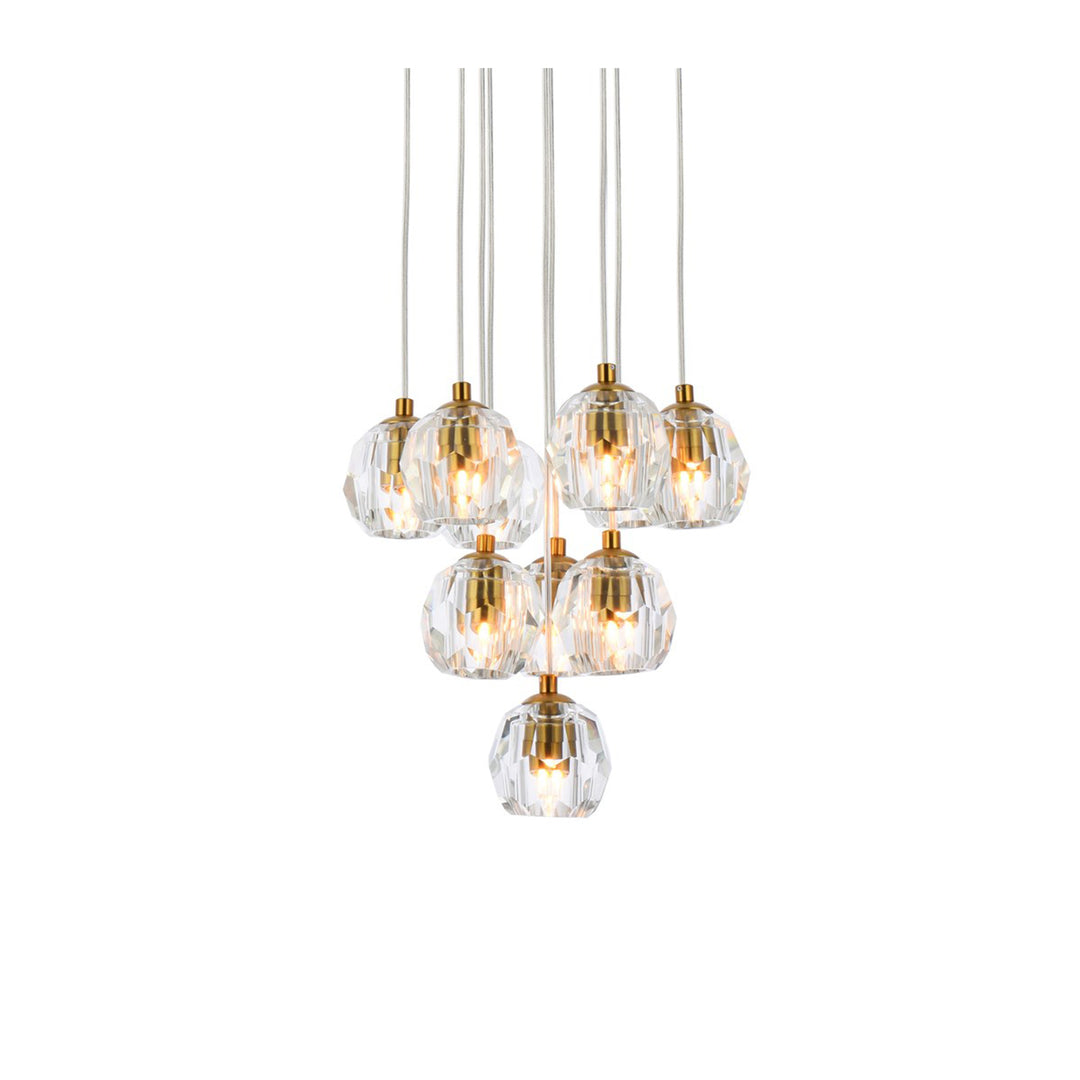 10 Lights Gold Pendant - View 4 - Joshua Marshal