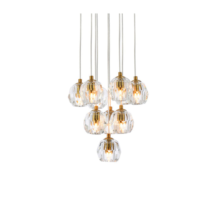 10 Lights Gold Pendant - View 4 - Joshua Marshal