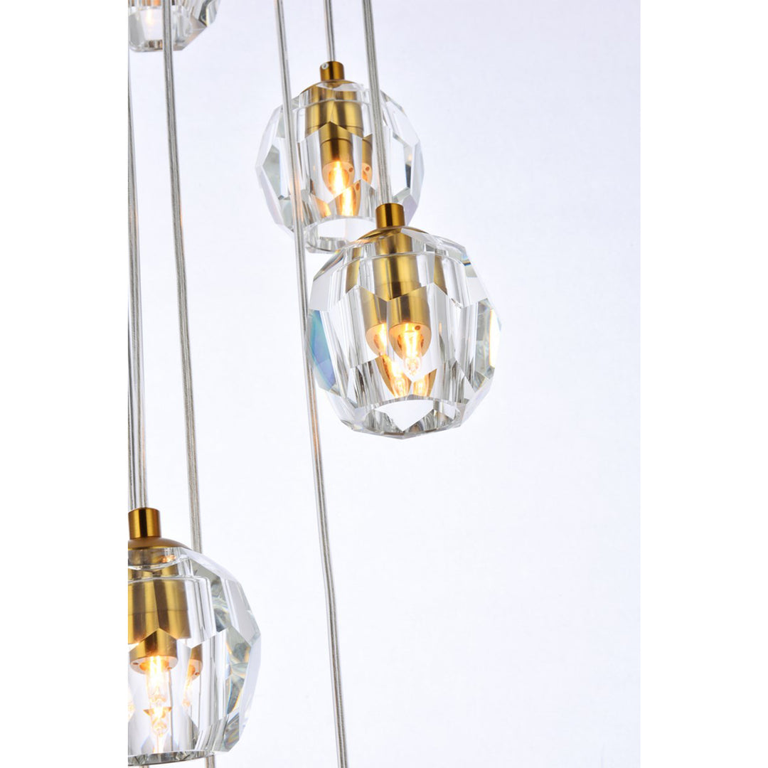 10 Lights Gold Pendant - View 5 - Joshua Marshal