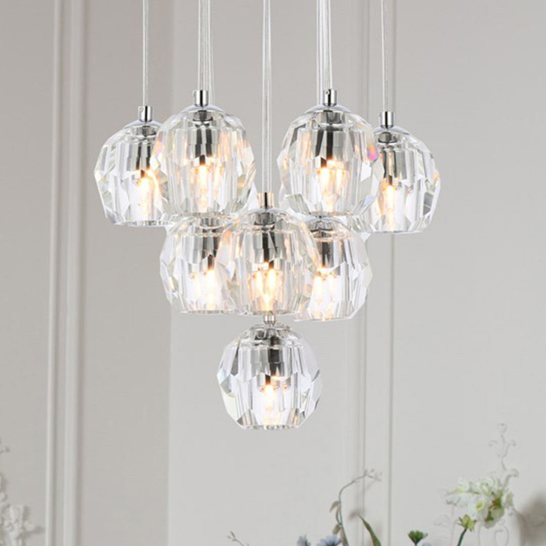 10 Lights Chrome Pendant Chrome Finish - LIGHTING by Joshua Marshal
