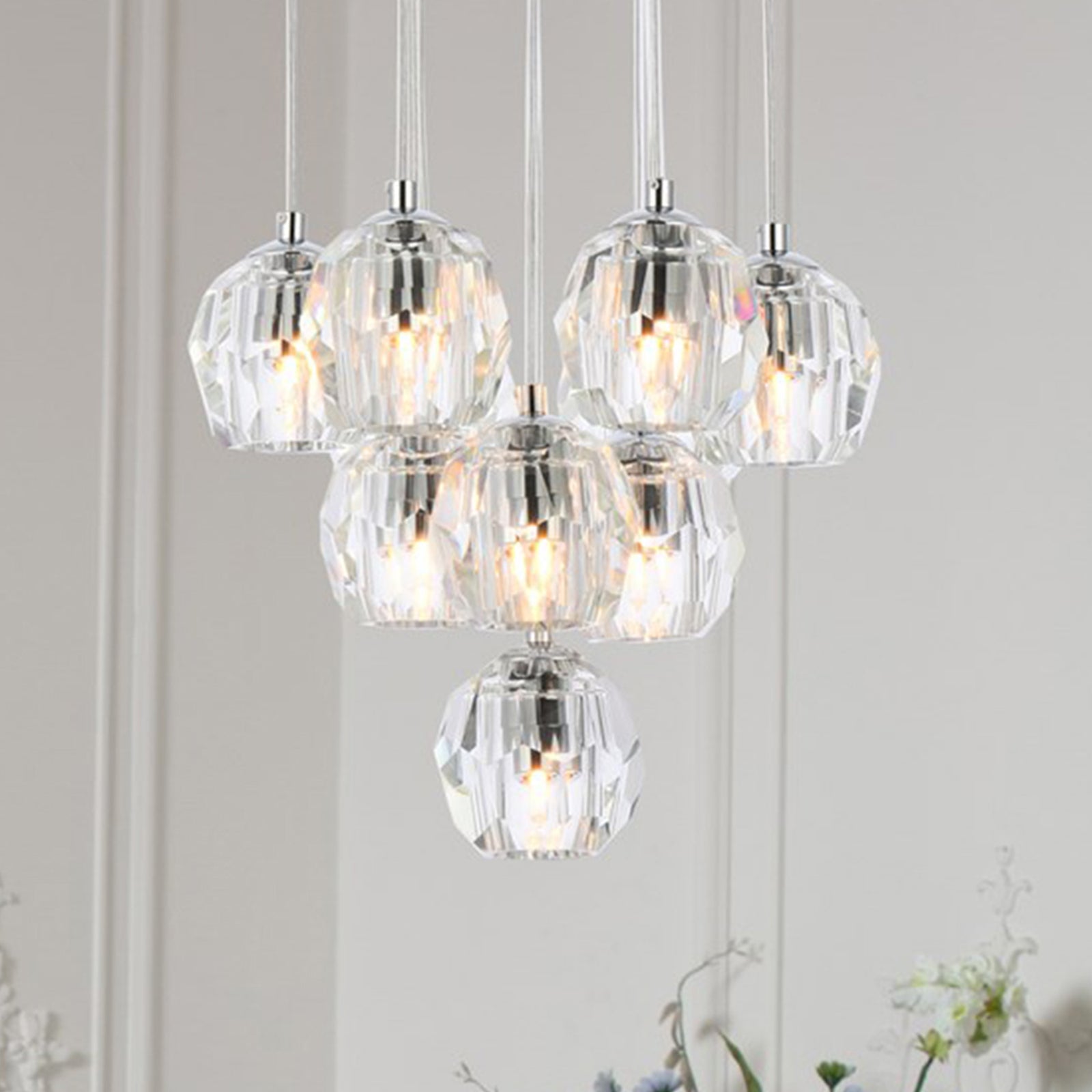 10 Lights Chrome Pendant Chrome Finish - LIGHTING by Joshua Marshal