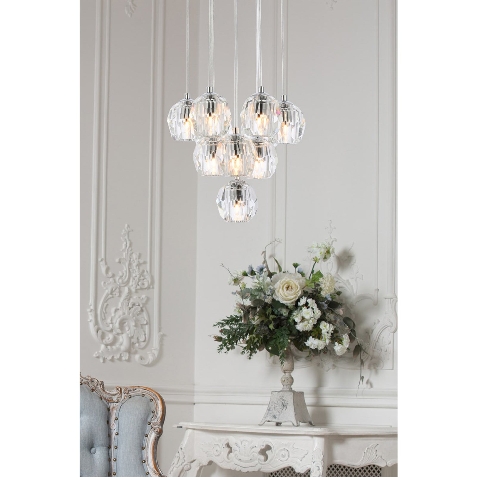 10 Lights Chrome Pendant - View 2 - Joshua Marshal
