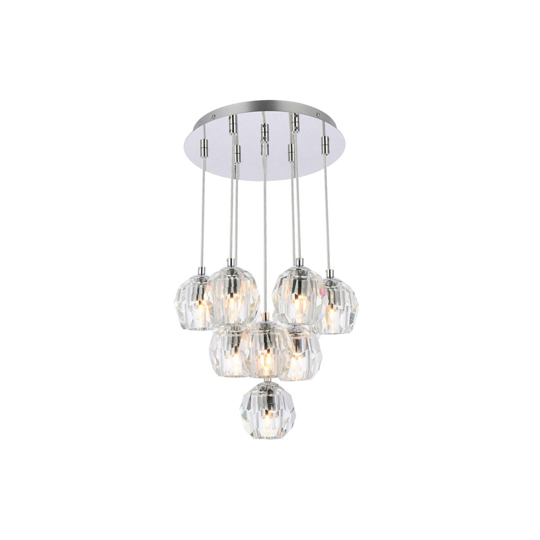 10 Lights Chrome Pendant - View 4 - Joshua Marshal