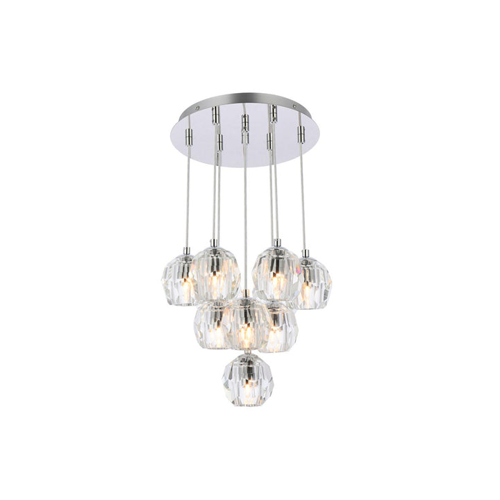10 Lights Chrome Pendant - View 4 - Joshua Marshal
