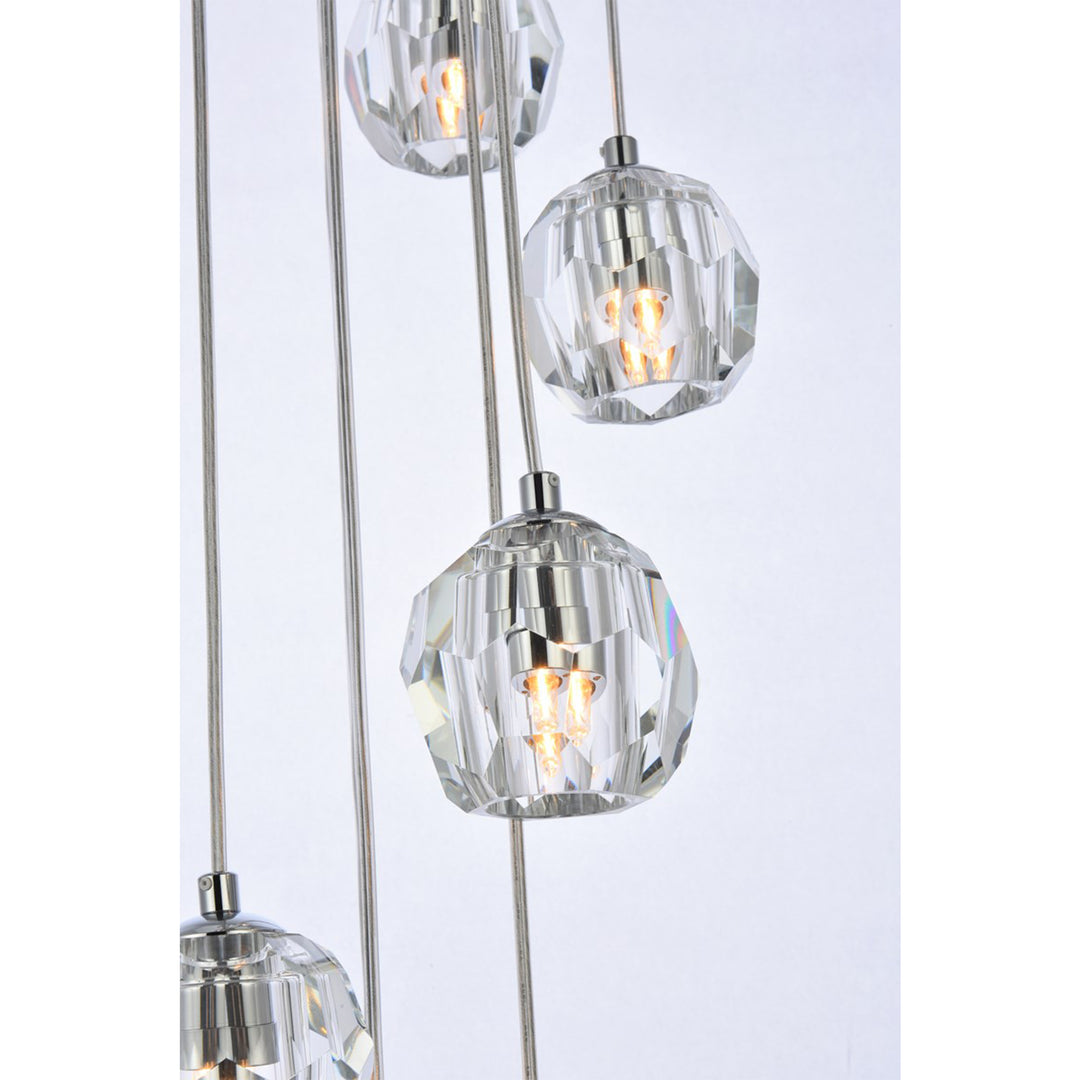 10 Lights Chrome Pendant - View 5 - Joshua Marshal