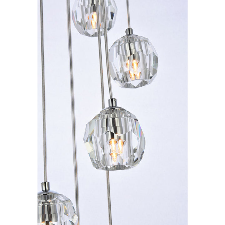 10 Lights Chrome Pendant - View 5 - Joshua Marshal