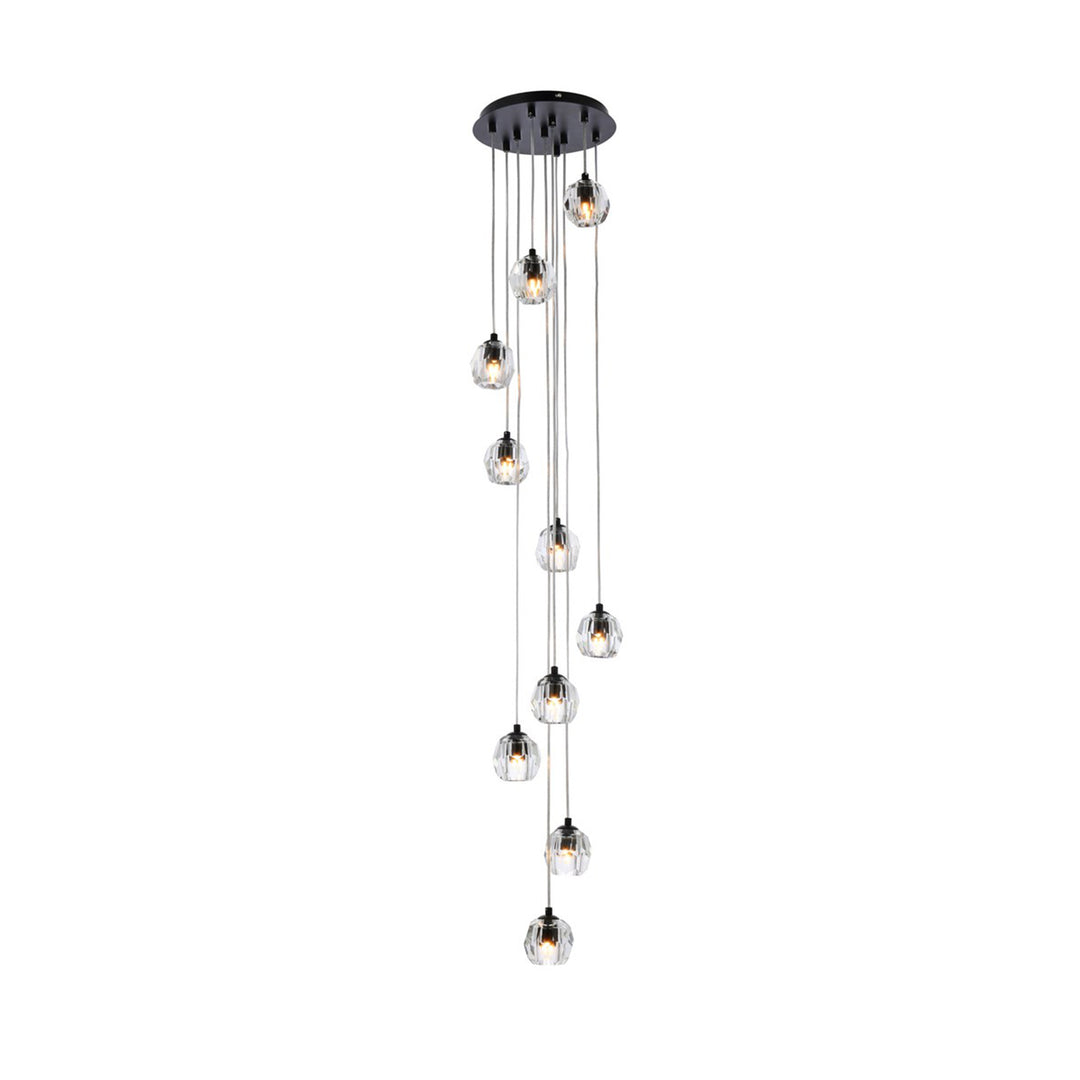 10 Lights Black Pendant - View 3 - Joshua Marshal