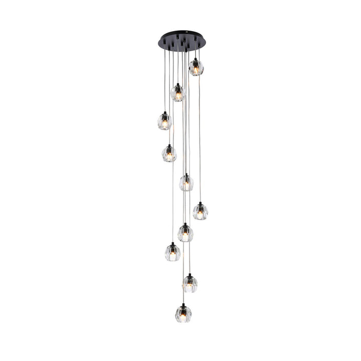 10 Lights Black Pendant - View 3 - Joshua Marshal