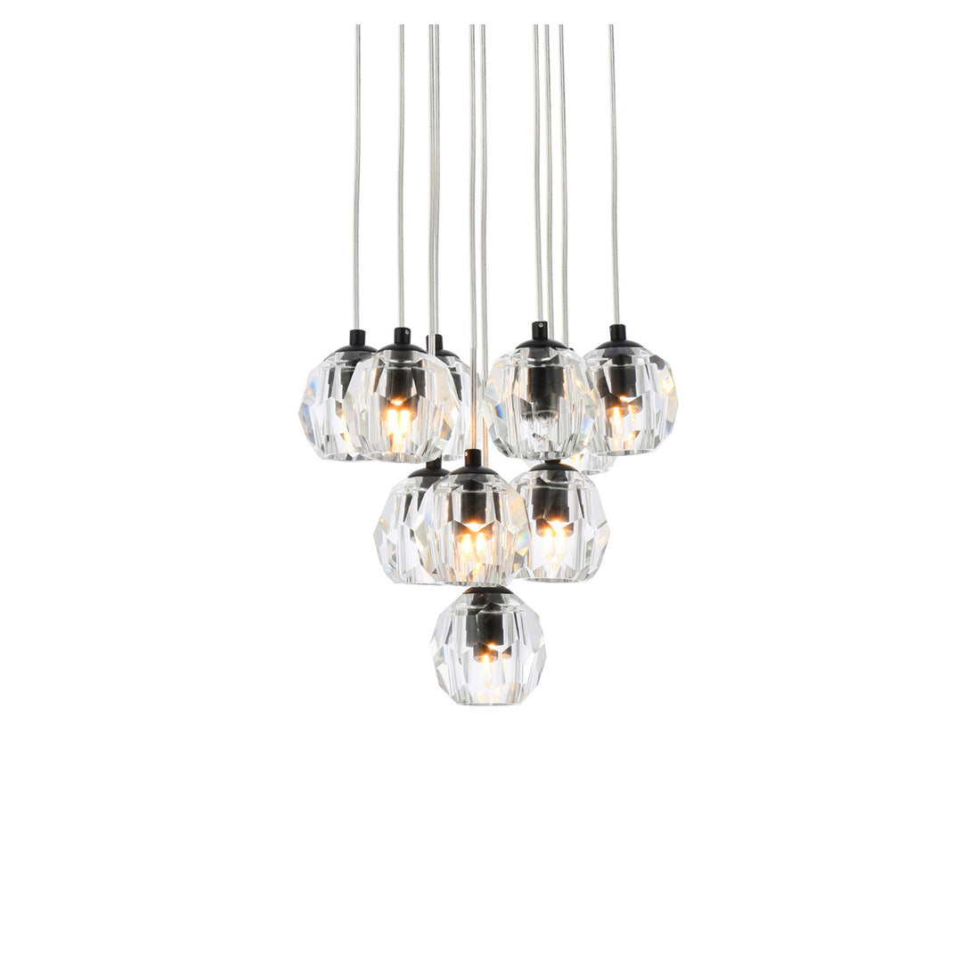 10 Lights Black Pendant - View 4 - Joshua Marshal