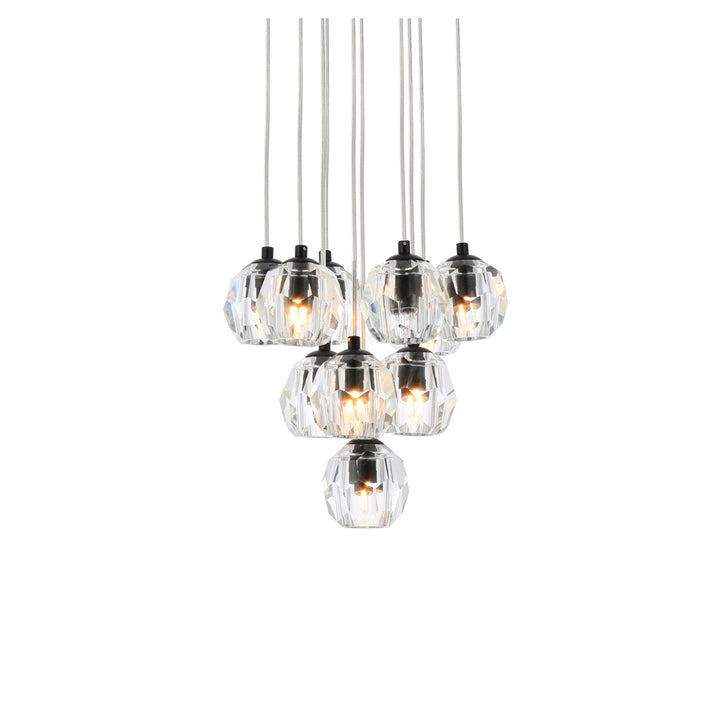 10 Lights Black Pendant - View 4 - Joshua Marshal