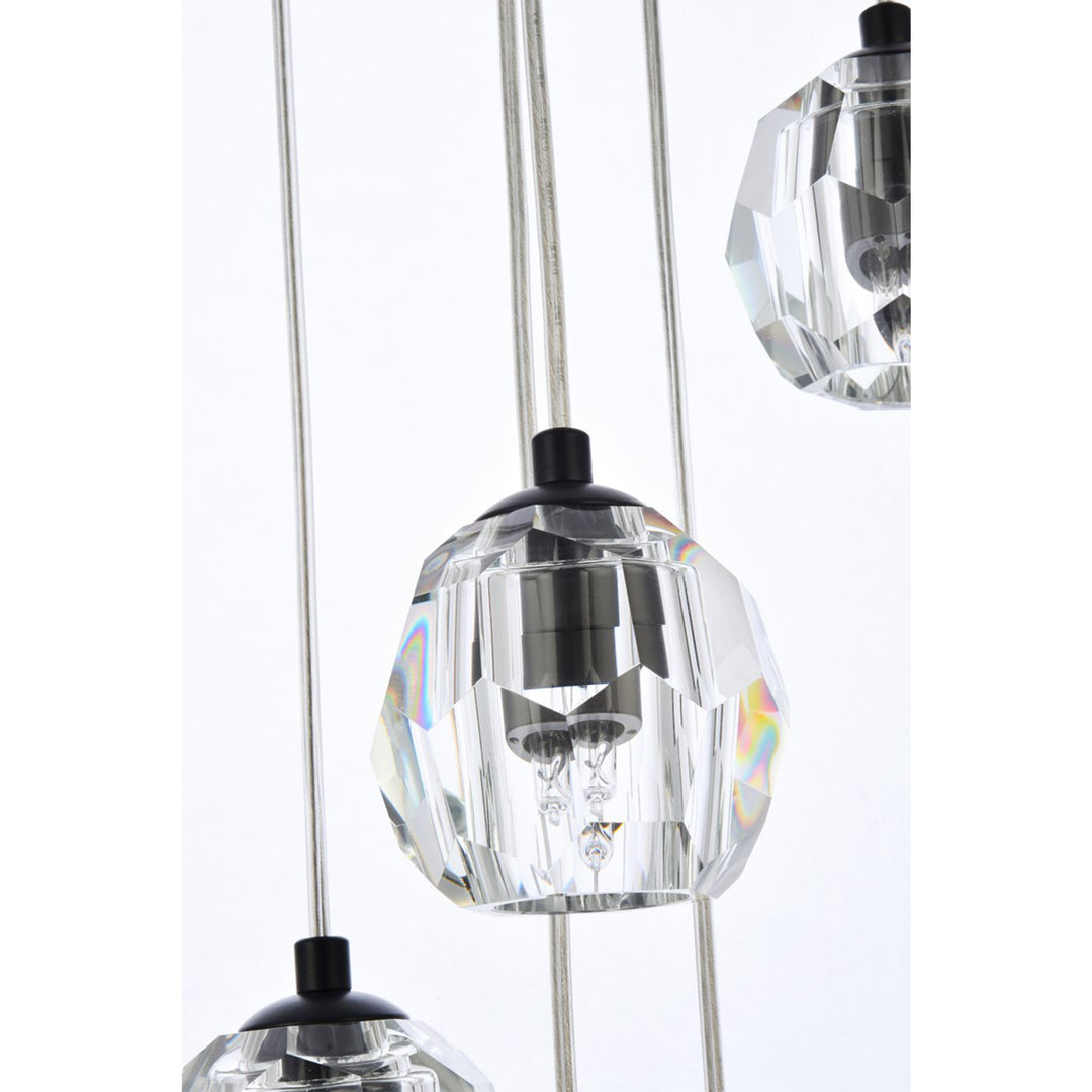 10 Lights Black Pendant - View 5 - Joshua Marshal