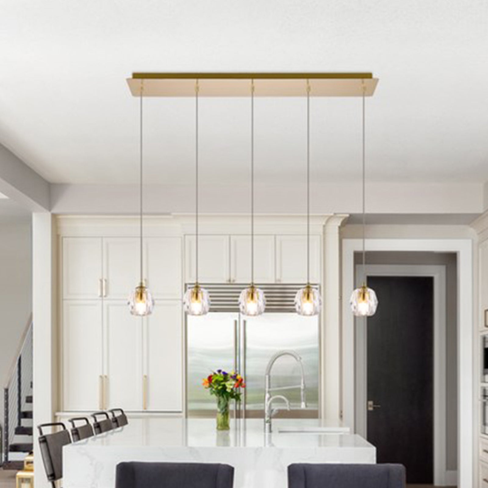 5 Lights Gold Pendant Gold Finish - LIGHTING by Joshua Marshal