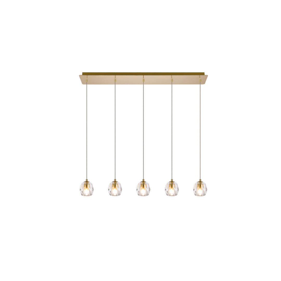 5 Lights Gold Pendant - View 3 - Joshua Marshal