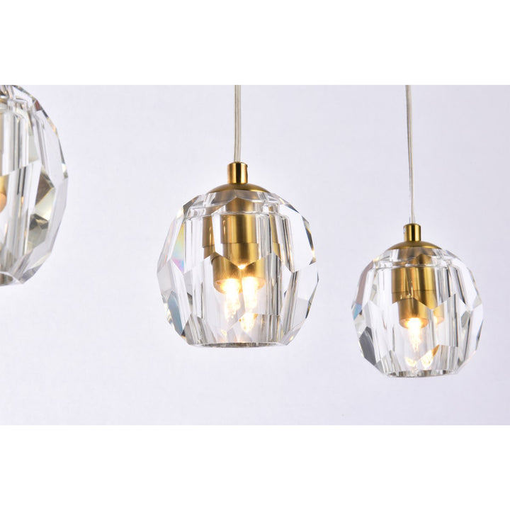 5 Lights Gold Pendant - View 4 - Joshua Marshal