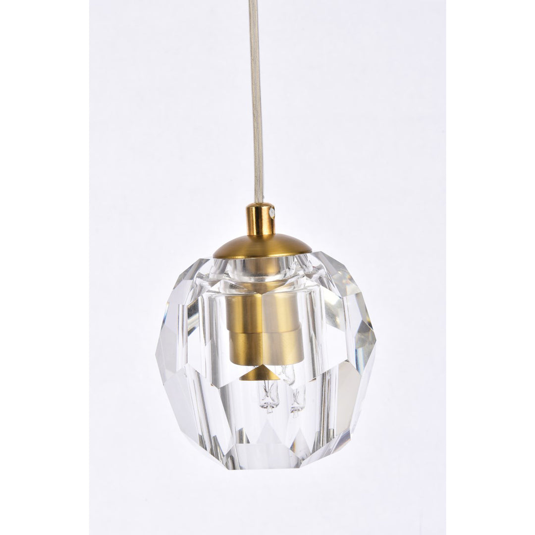 5 Lights Gold Pendant - View 5 - Joshua Marshal