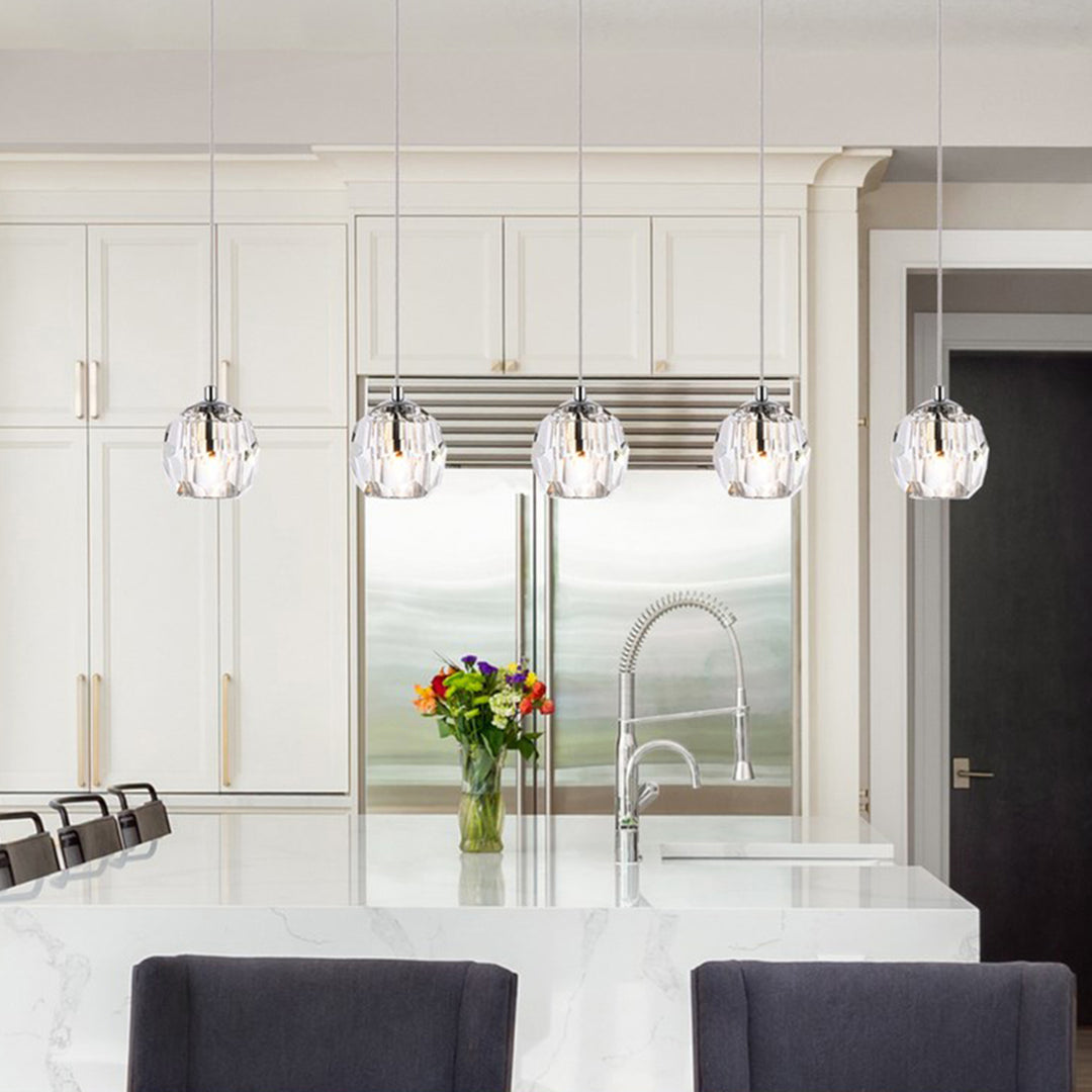 5 Lights Chrome Pendant Chrome Finish - LIGHTING by Joshua Marshal