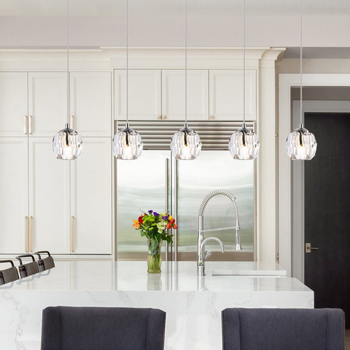 5 Lights Chrome Pendant Chrome Finish - LIGHTING by Joshua Marshal
