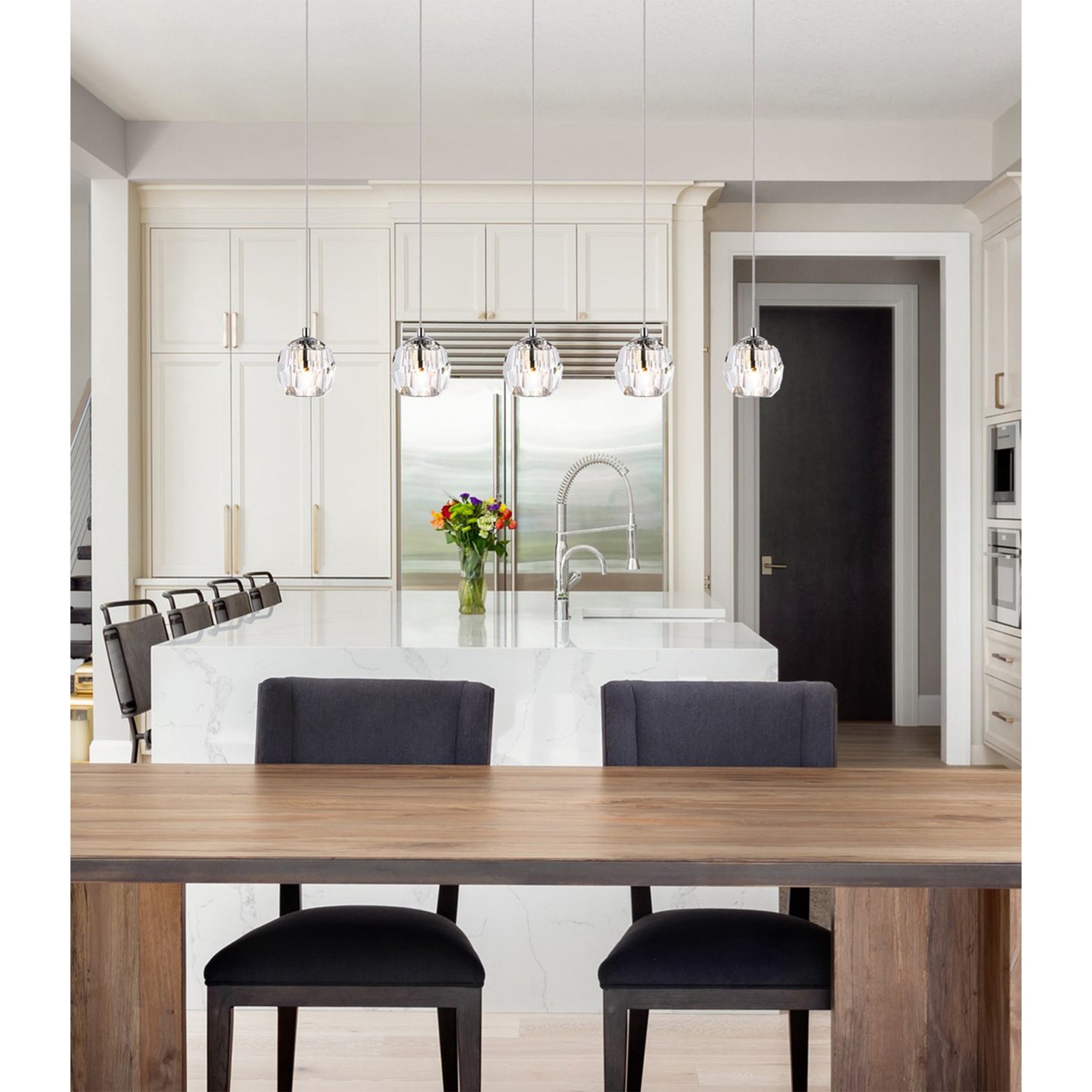 5 Lights Chrome Pendant - View 2 - Joshua Marshal
