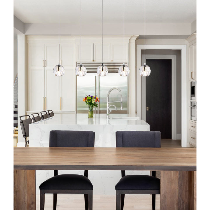 5 Lights Chrome Pendant - View 2 - Joshua Marshal