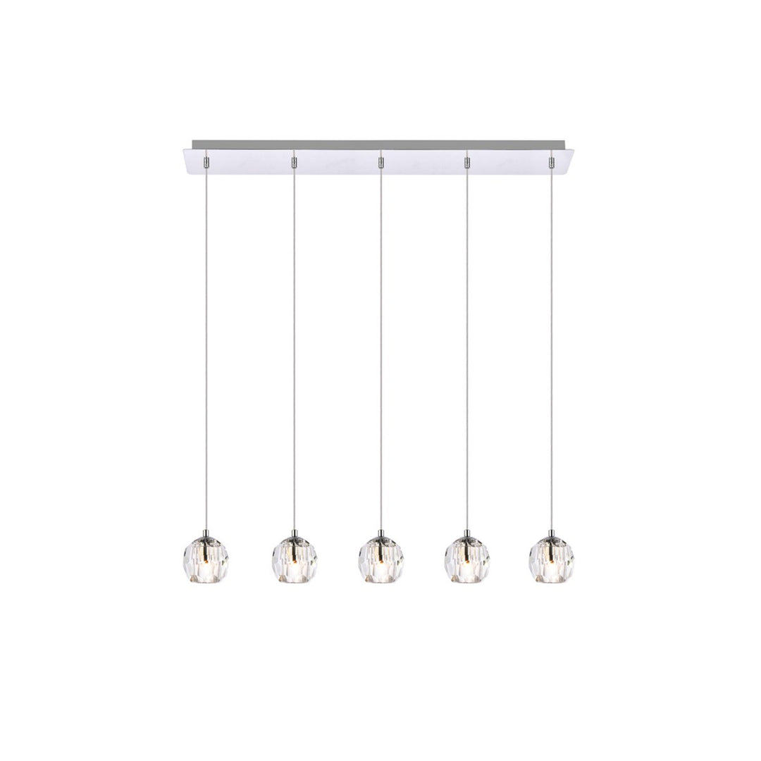 5 Lights Chrome Pendant - View 3 - Joshua Marshal