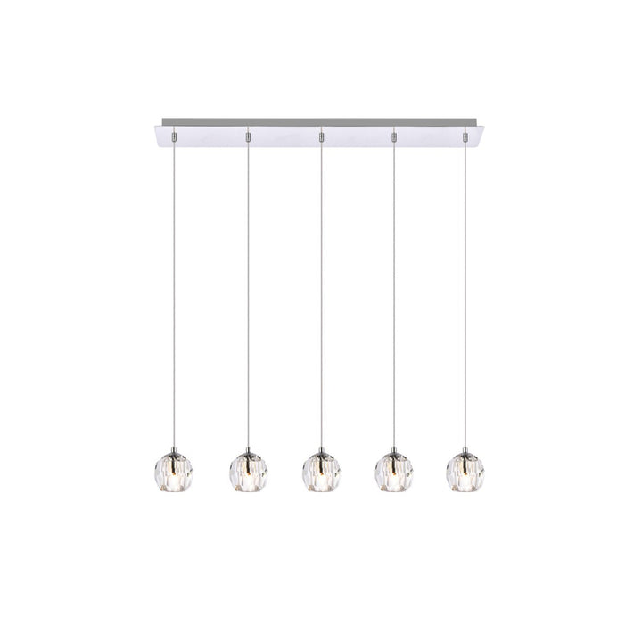 5 Lights Chrome Pendant - View 3 - Joshua Marshal