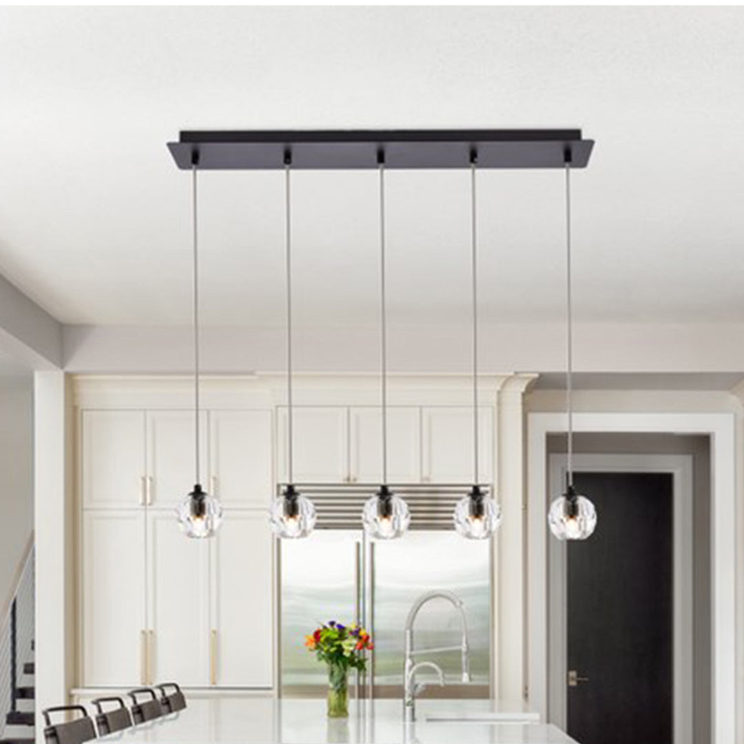 5 Lights Black Pendant Black Finish - LIGHTING by Joshua Marshal
