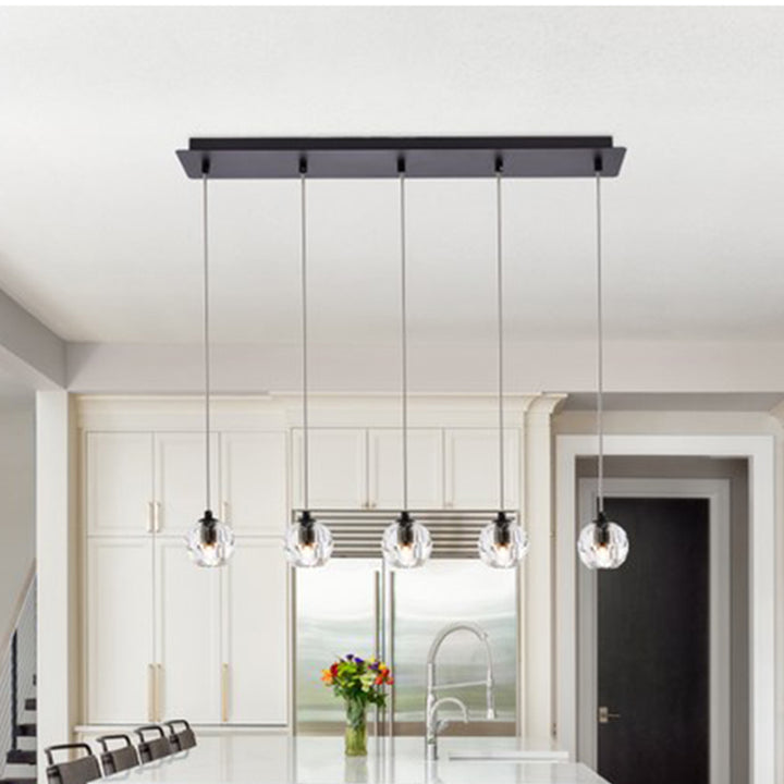 5 Lights Black Pendant Black Finish - LIGHTING by Joshua Marshal