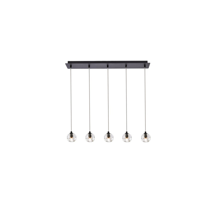 5 Lights Black Pendant - View 3 - Joshua Marshal