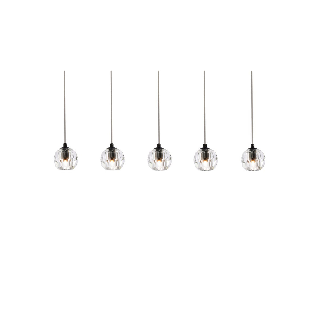 5 Lights Black Pendant - View 4 - Joshua Marshal