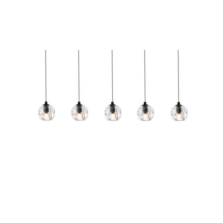 5 Lights Black Pendant - View 4 - Joshua Marshal