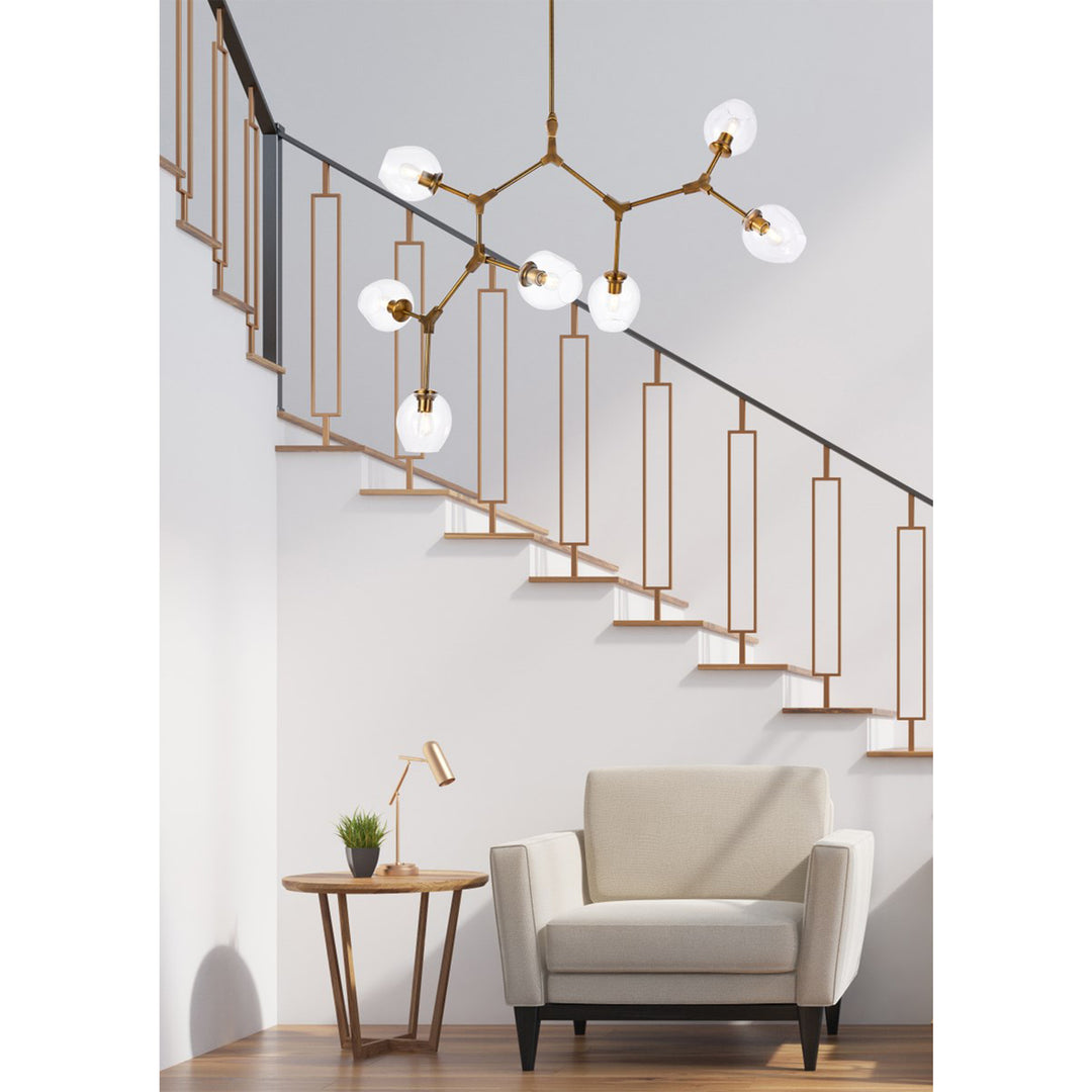 7 Lights Brass Chandelier - View 2 - Joshua Marshal
