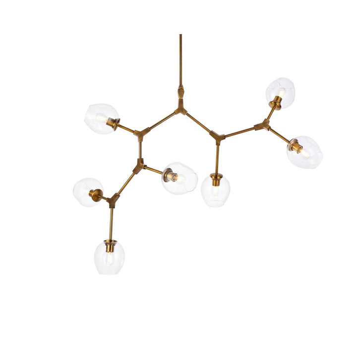 7 Lights Brass Chandelier - View 3 - Joshua Marshal